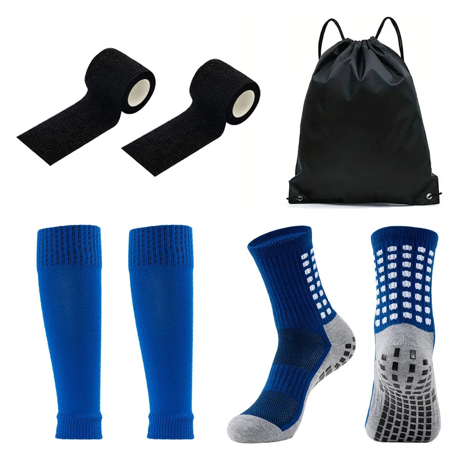 4PCS Set Non-Slip Viscose Football Socks with Drawstring Bag for Men & Women Outdoor Sports Running Basketball Leg Bandage